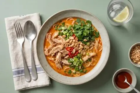 Thai ramen m. nudler og peanuts🌶️