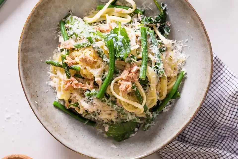 Citronpasta med tun og grønne bønner — RetNemts eget foto
