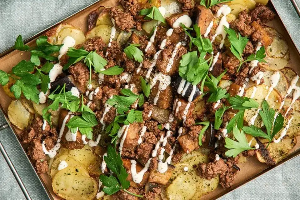 Moussakafad med oksefarsragout og aubergine — RetNemts eget foto