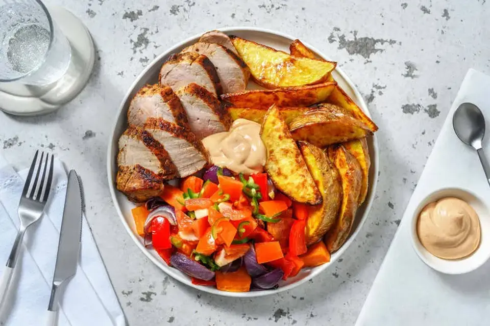 Cajunkrydret svinemørbrad — HelloFreshs eget foto
