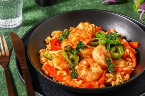 Spansk kongereje- og chorizo 'paella'