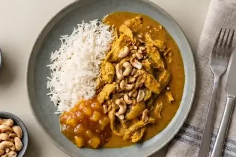 Chicken tikka masala m. basmatiris, cashew og chutney