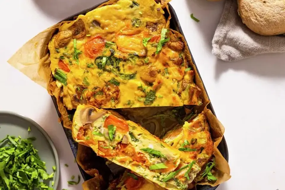 Frittata med champignon og spinat — RetNemts eget foto