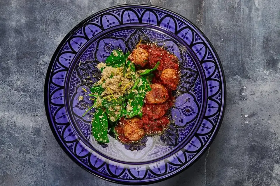 Heat: Marokkanske kødboller i krydret tomatsovs med spinat — Skagenfoods eget foto