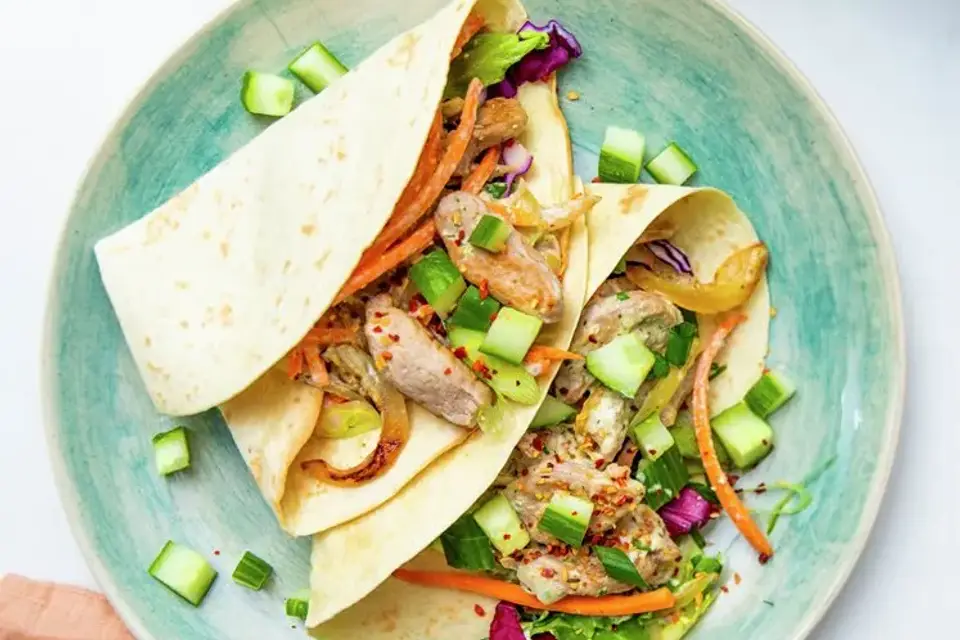 Tortillawraps med skinke-wokstrimler — RetNemts eget foto