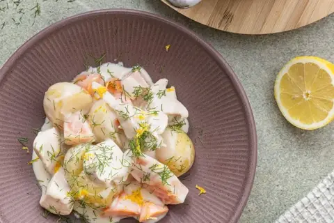 Kylling i citronsauce med bolsjebede og kartofler