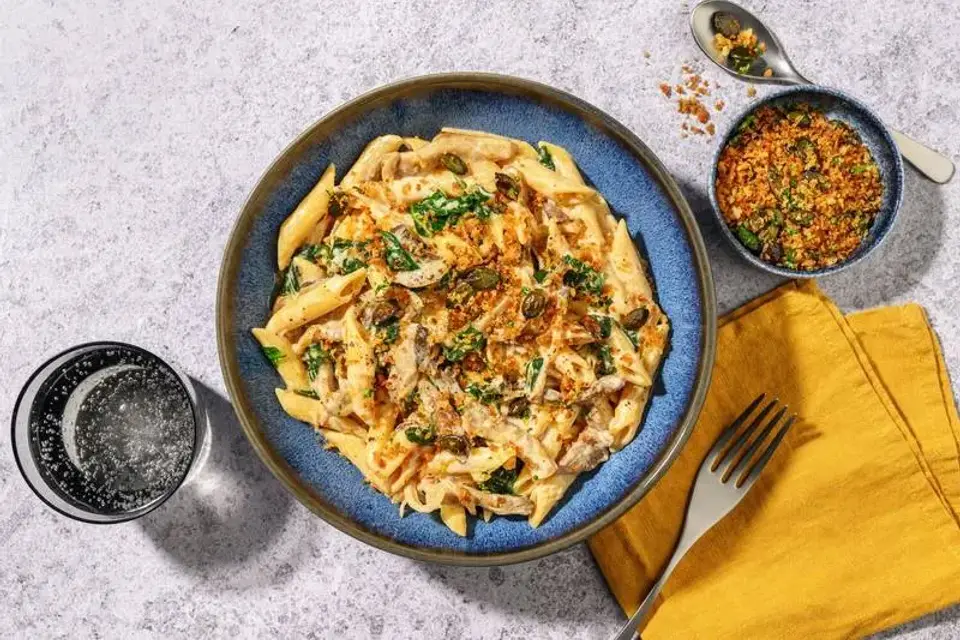 Cremet østershattepasta — HelloFreshs eget foto