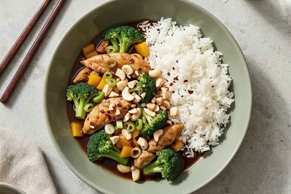 Cashew kylling med ris og broccoli — RetNemts eget foto