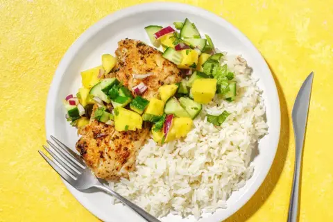 Lynstegt BBQ-sej og mangosalsa