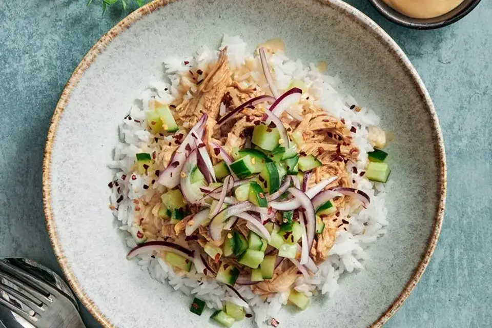 Bang Bang ponzukylling med sesam-marineret agurk og sojamayonnaise — RetNemts eget foto