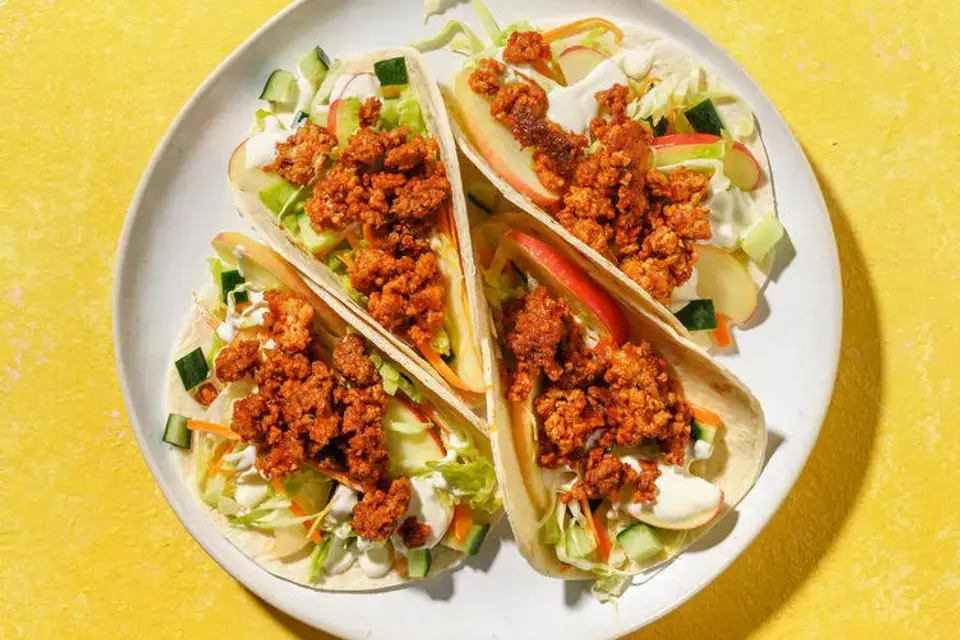 Nemme tacos med glaseret kalve- og svinekød — HelloFreshs eget foto