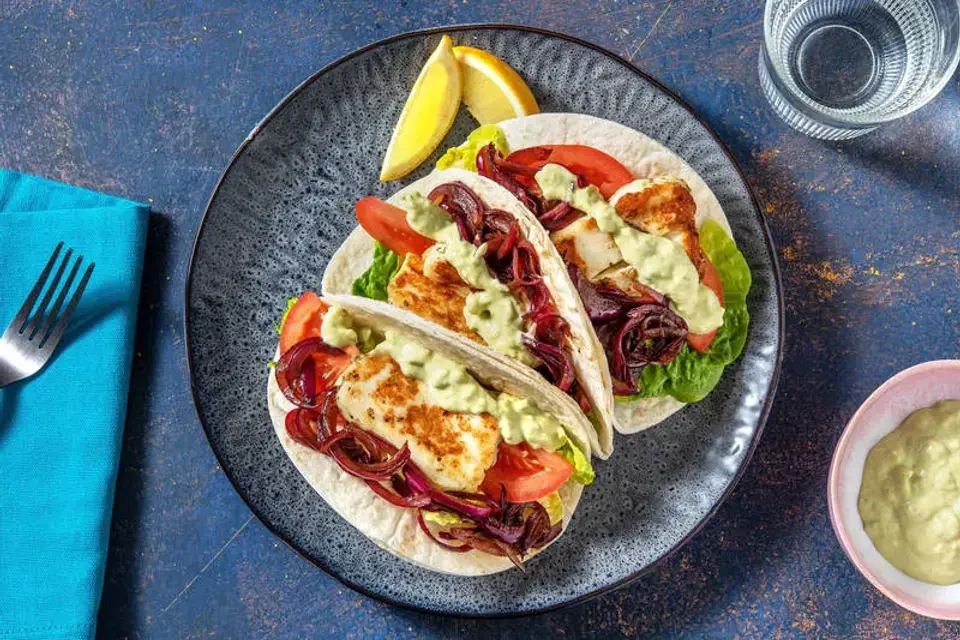 Vegetariske halloumitacos — HelloFreshs eget foto