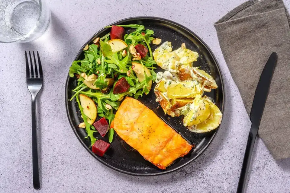 Ovnbagt honning-sennepslaks — HelloFreshs eget foto
