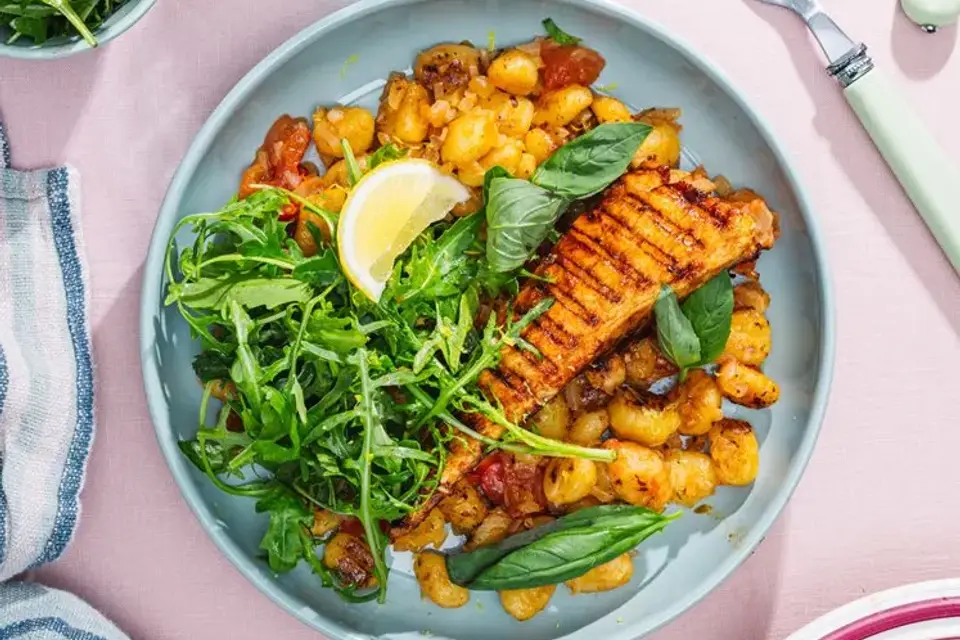 Marineret kylling med gnocchi, frisk basilikum og Grande Premium — RetNemts eget foto