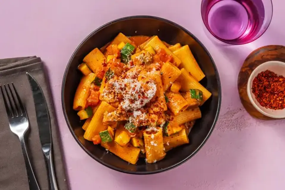 Hurtig cajunkrydret kyllingepasta — HelloFreshs eget foto