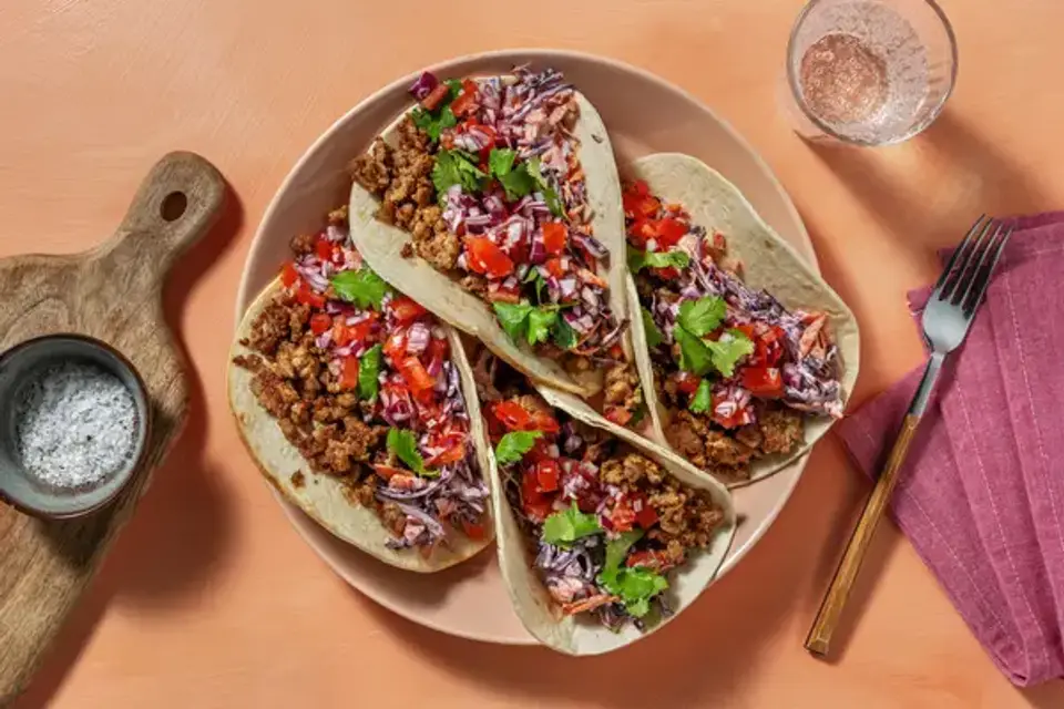 Nemme tacos på oksekød- og grøntsagsfars — HelloFreshs eget foto