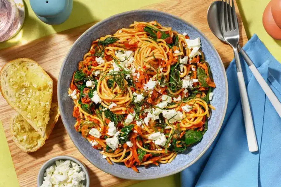 Spaghetti puttanesca — HelloFreshs eget foto