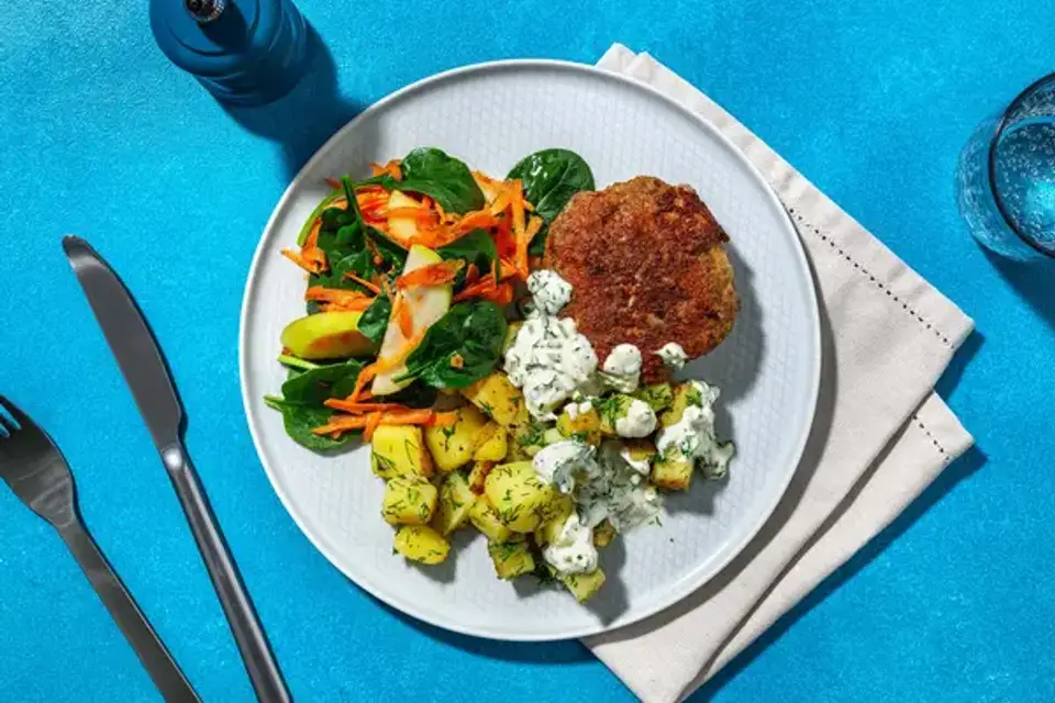 Pandestegte krebinetter — HelloFreshs eget foto
