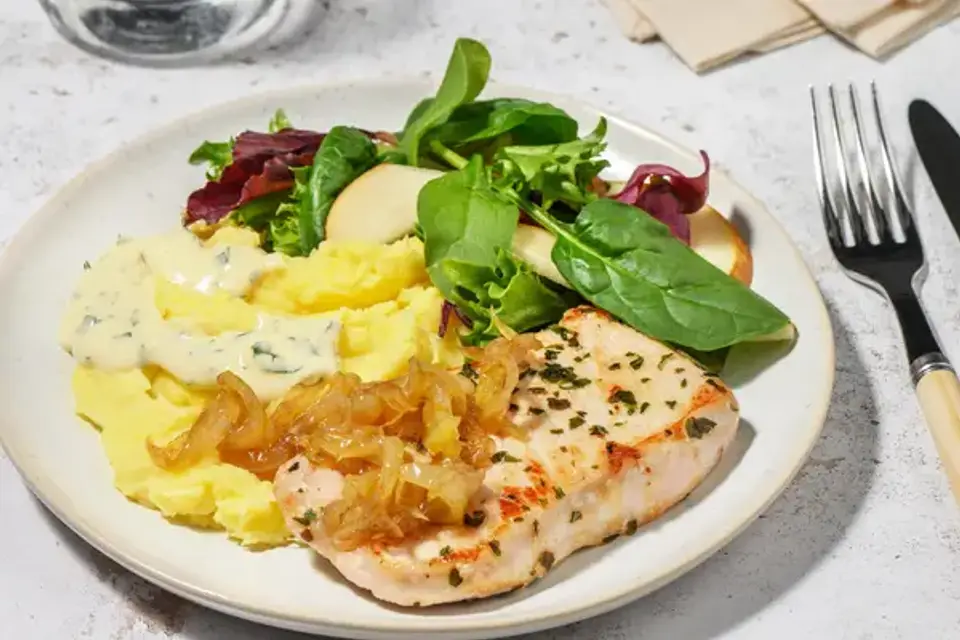 Fransk inspireret svinekød — HelloFreshs eget foto