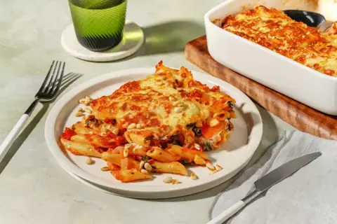 Gratineret ricotta- og spinatpasta