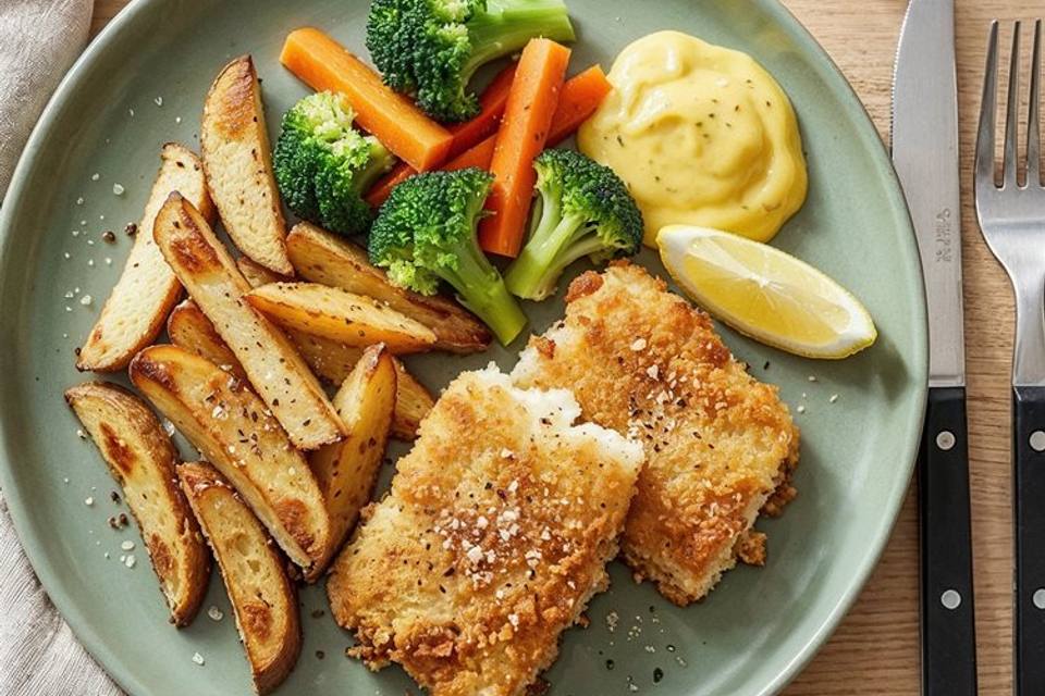 Sprød fisk med grovfritter og remoulade — RetNemts eget foto