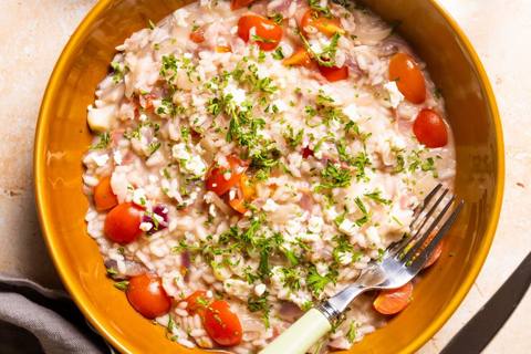 Cremet risotto med tomat og bacon