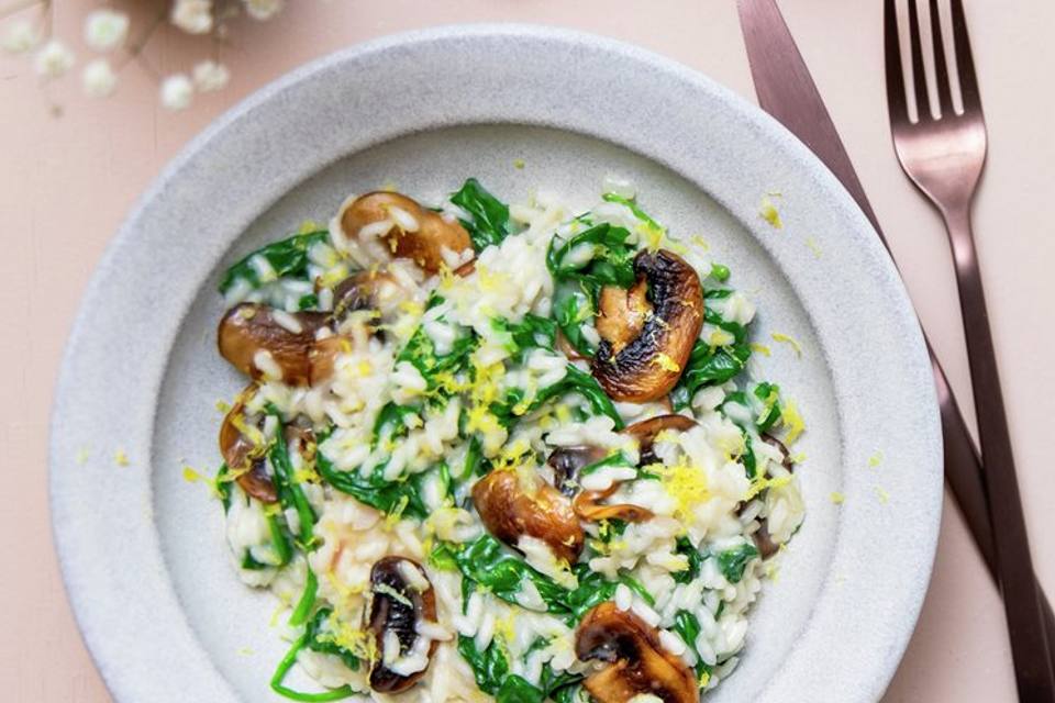 Risotto med svampe og spinat — RetNemts eget foto
