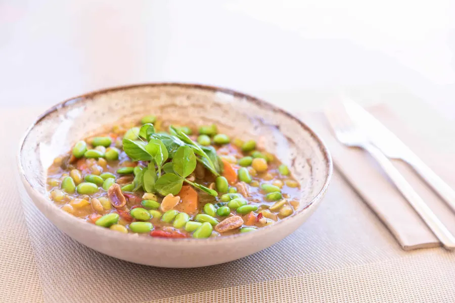 Vegansk panang curry — produktfoto fra Halkær Ådal